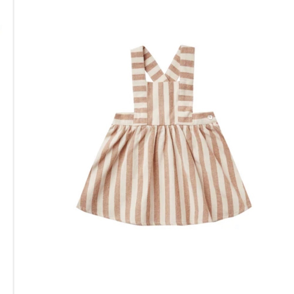 Rylee + Cru Beige Striped Pinafore Dress rust stripes